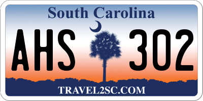 SC license plate AHS302
