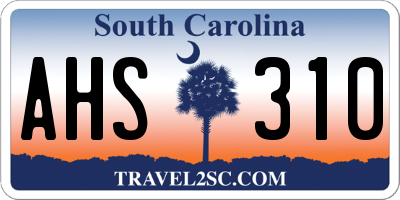 SC license plate AHS310