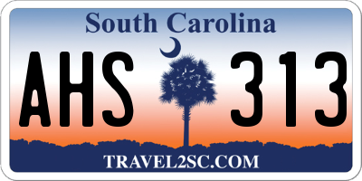 SC license plate AHS313