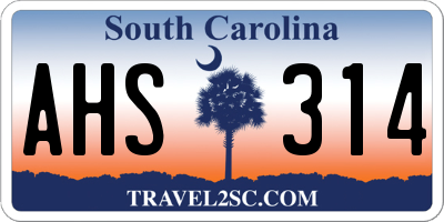 SC license plate AHS314