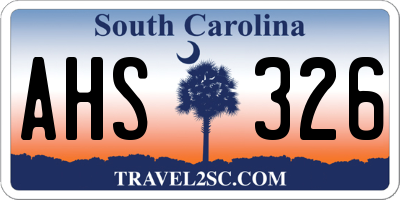 SC license plate AHS326