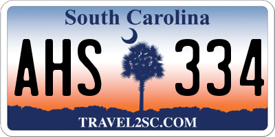SC license plate AHS334