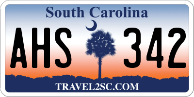 SC license plate AHS342