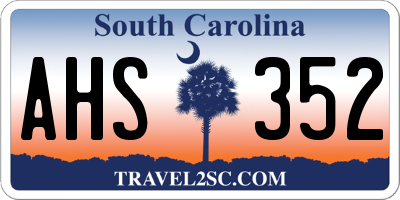 SC license plate AHS352