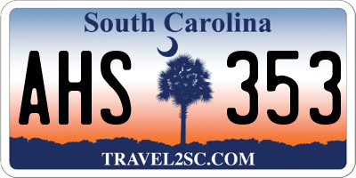 SC license plate AHS353