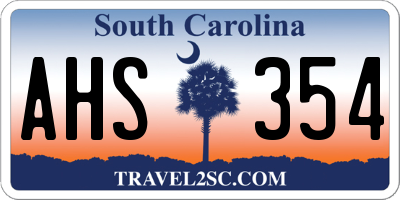 SC license plate AHS354