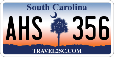 SC license plate AHS356
