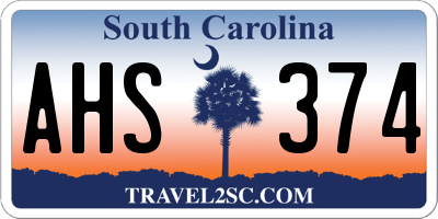 SC license plate AHS374