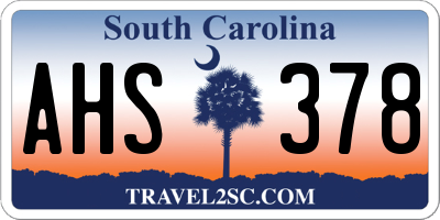 SC license plate AHS378