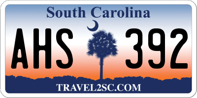 SC license plate AHS392
