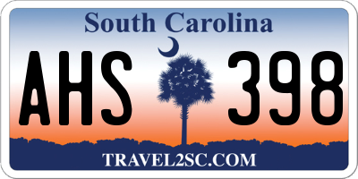 SC license plate AHS398
