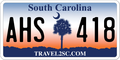 SC license plate AHS418