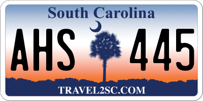 SC license plate AHS445