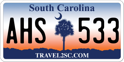 SC license plate AHS533