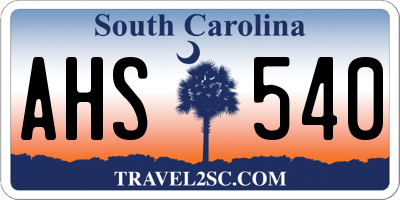 SC license plate AHS540