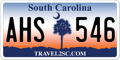 SC license plate AHS546