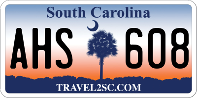 SC license plate AHS608