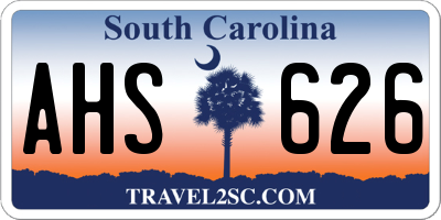 SC license plate AHS626