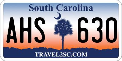 SC license plate AHS630