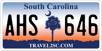 SC license plate AHS646