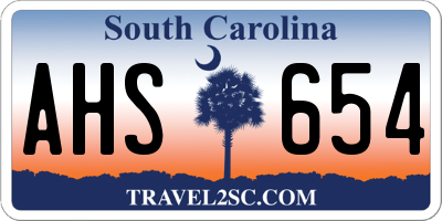 SC license plate AHS654
