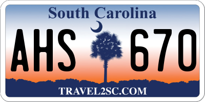 SC license plate AHS670