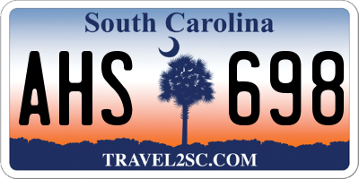 SC license plate AHS698