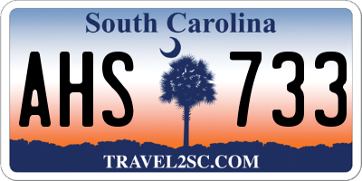 SC license plate AHS733