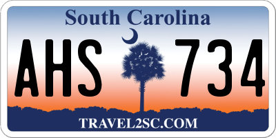 SC license plate AHS734