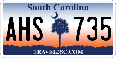 SC license plate AHS735