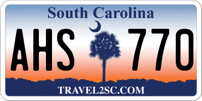 SC license plate AHS770
