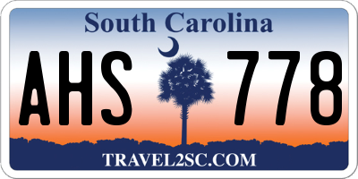 SC license plate AHS778
