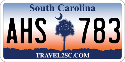 SC license plate AHS783