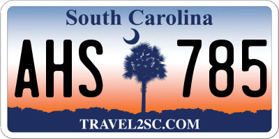 SC license plate AHS785