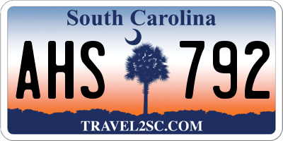 SC license plate AHS792