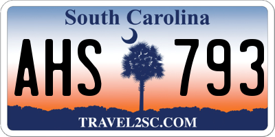 SC license plate AHS793