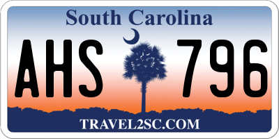 SC license plate AHS796