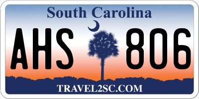 SC license plate AHS806