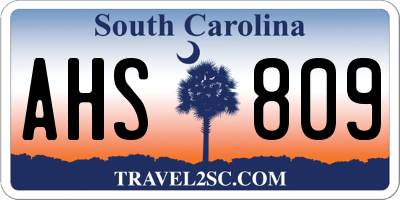 SC license plate AHS809