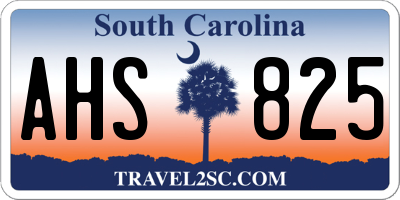 SC license plate AHS825