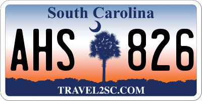 SC license plate AHS826
