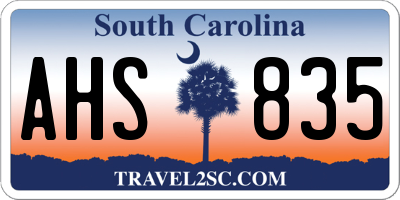SC license plate AHS835
