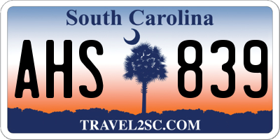 SC license plate AHS839