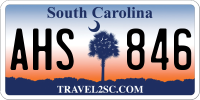SC license plate AHS846