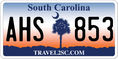 SC license plate AHS853