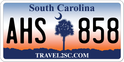 SC license plate AHS858