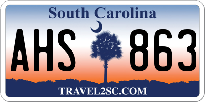 SC license plate AHS863