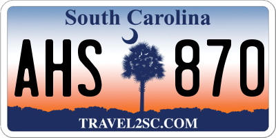 SC license plate AHS870