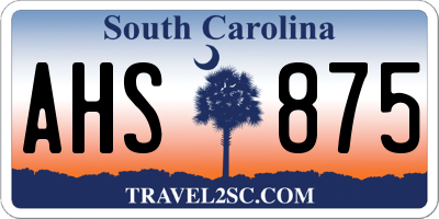 SC license plate AHS875