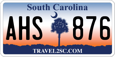 SC license plate AHS876